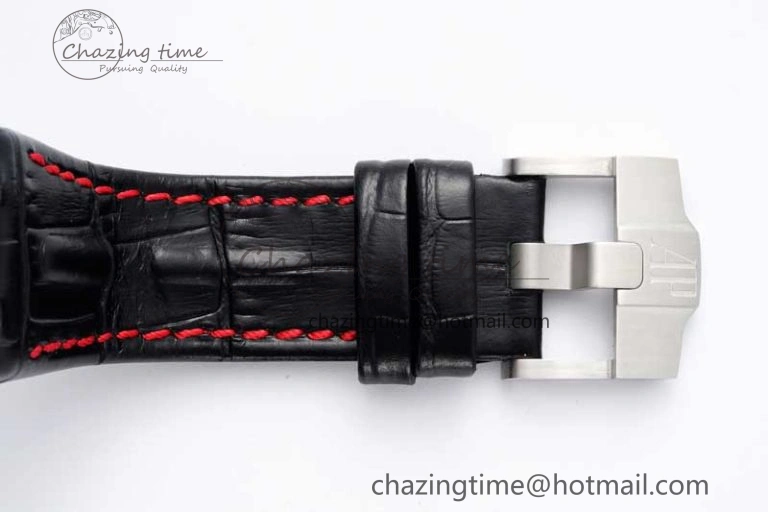 Unique Royal Oak Offshore 42mm SS APF 1:1 Best Edition Black Dial on Black Leather Strap A 4714