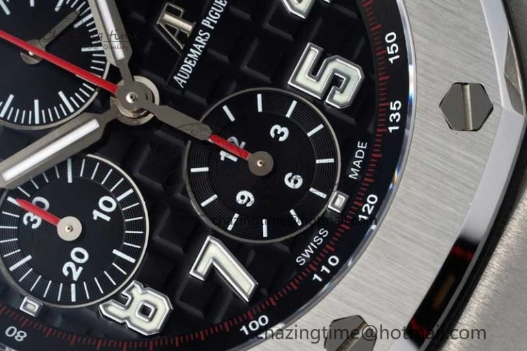 Unique Royal Oak Offshore 42mm SS APF 1:1 Best Edition Black Dial on Black Leather Strap A 4714