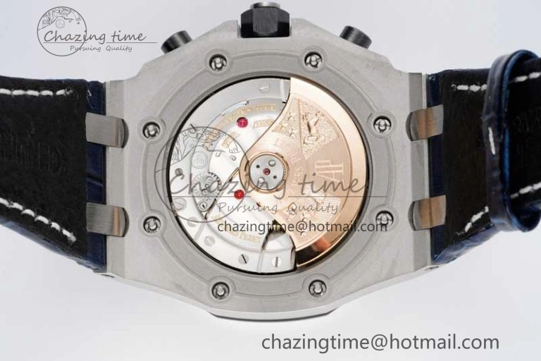 Effortless Royal Oak Offshore 42mm SS APF 1:1 Best Edition Black Blue Dial on Blue Leather Strap A 4621