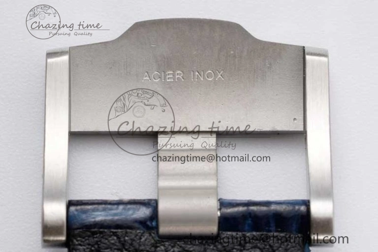 Effortless Royal Oak Offshore 42mm SS APF 1:1 Best Edition Black Blue Dial on Blue Leather Strap A 4621