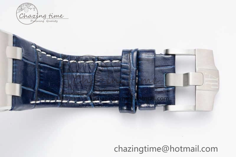 Effortless Royal Oak Offshore 42mm SS APF 1:1 Best Edition Black Blue Dial on Blue Leather Strap A 4621