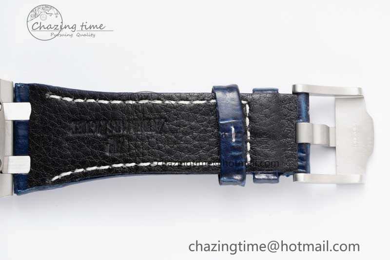 Effortless Royal Oak Offshore 42mm SS APF 1:1 Best Edition Black Blue Dial on Blue Leather Strap A 4621
