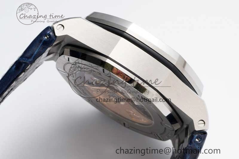 Effortless Royal Oak Offshore 42mm SS APF 1:1 Best Edition Black Blue Dial on Blue Leather Strap A 4621