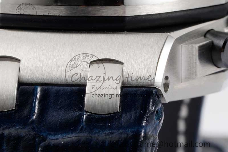 Effortless Royal Oak Offshore 42mm SS APF 1:1 Best Edition Black Blue Dial on Blue Leather Strap A 4621
