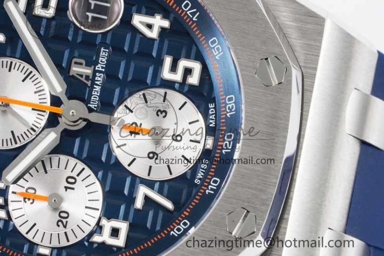 Royal Oak Offshore 42mm SS APF 1:1 Best Edition Blue Silver Dial on Blue Rubber Strap A Vibrant 4619