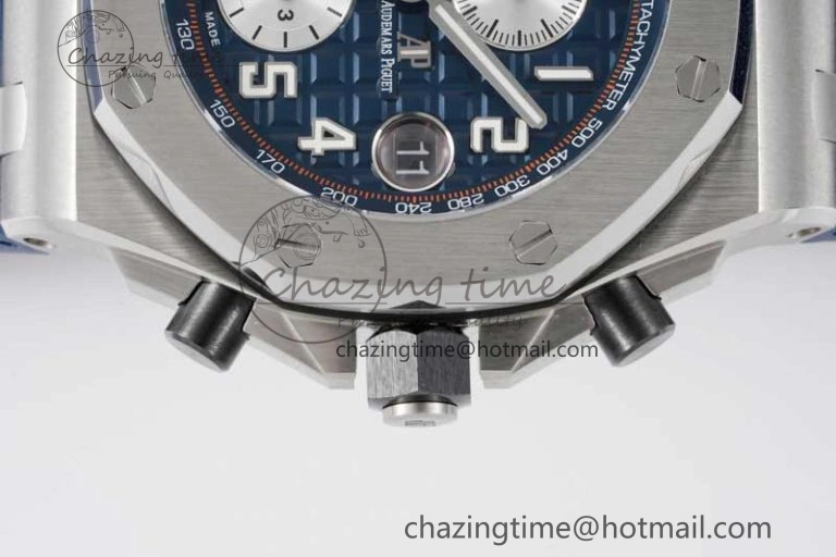 Royal Oak Offshore 42mm SS APF 1:1 Best Edition Blue Silver Dial on Blue Rubber Strap A Vibrant 4619