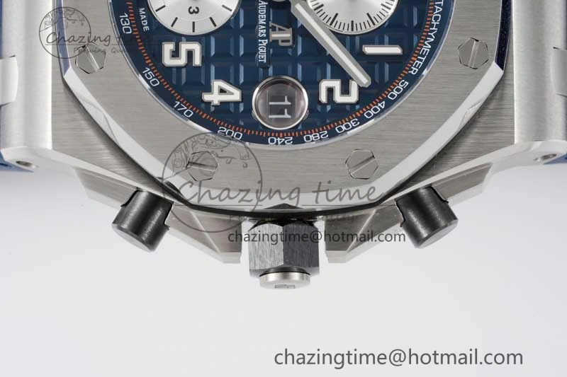 Royal Oak Offshore 42mm SS APF 1:1 Best Edition Blue Silver Dial on Blue Rubber Strap A Vibrant 4619