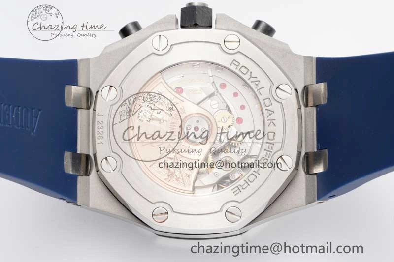 Royal Oak Offshore 42mm SS APF 1:1 Best Edition Blue Silver Dial on Blue Rubber Strap A Vibrant 4619
