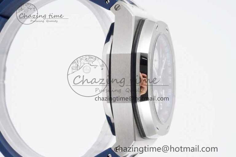 Royal Oak Offshore 42mm SS APF 1:1 Best Edition Blue Silver Dial on Blue Rubber Strap A Vibrant 4619
