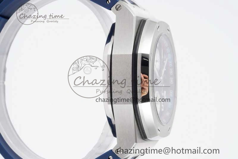Royal Oak Offshore 42mm SS APF 1:1 Best Edition Blue Silver Dial on Blue Rubber Strap A Vibrant 4619