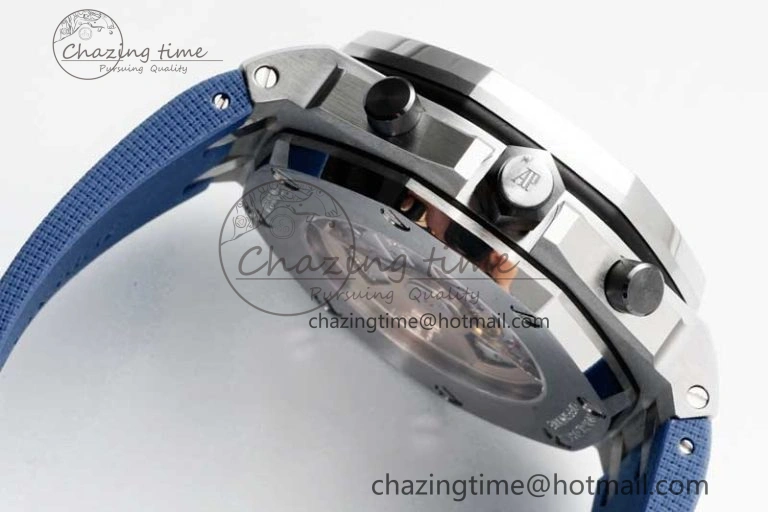 Royal Oak Offshore 42mm SS APF 1:1 Best Edition Blue Silver Dial on Blue Rubber Strap A Vibrant 4619