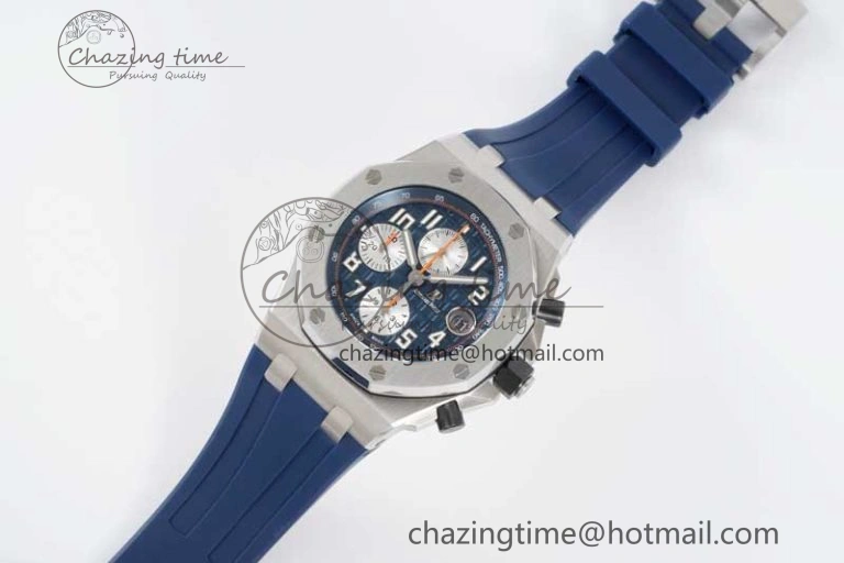 Royal Oak Offshore 42mm SS APF 1:1 Best Edition Blue Silver Dial on Blue Rubber Strap A Vibrant 4619