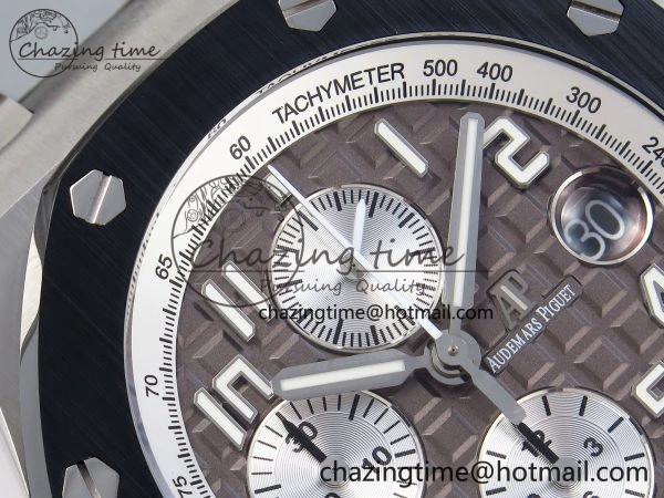 Royal Oak Offshore 42mm SS APF 1:1 Best Edition Brown Dial Ceramic Bezel on Gray Rubber Strap A RelaxedFit 4528
