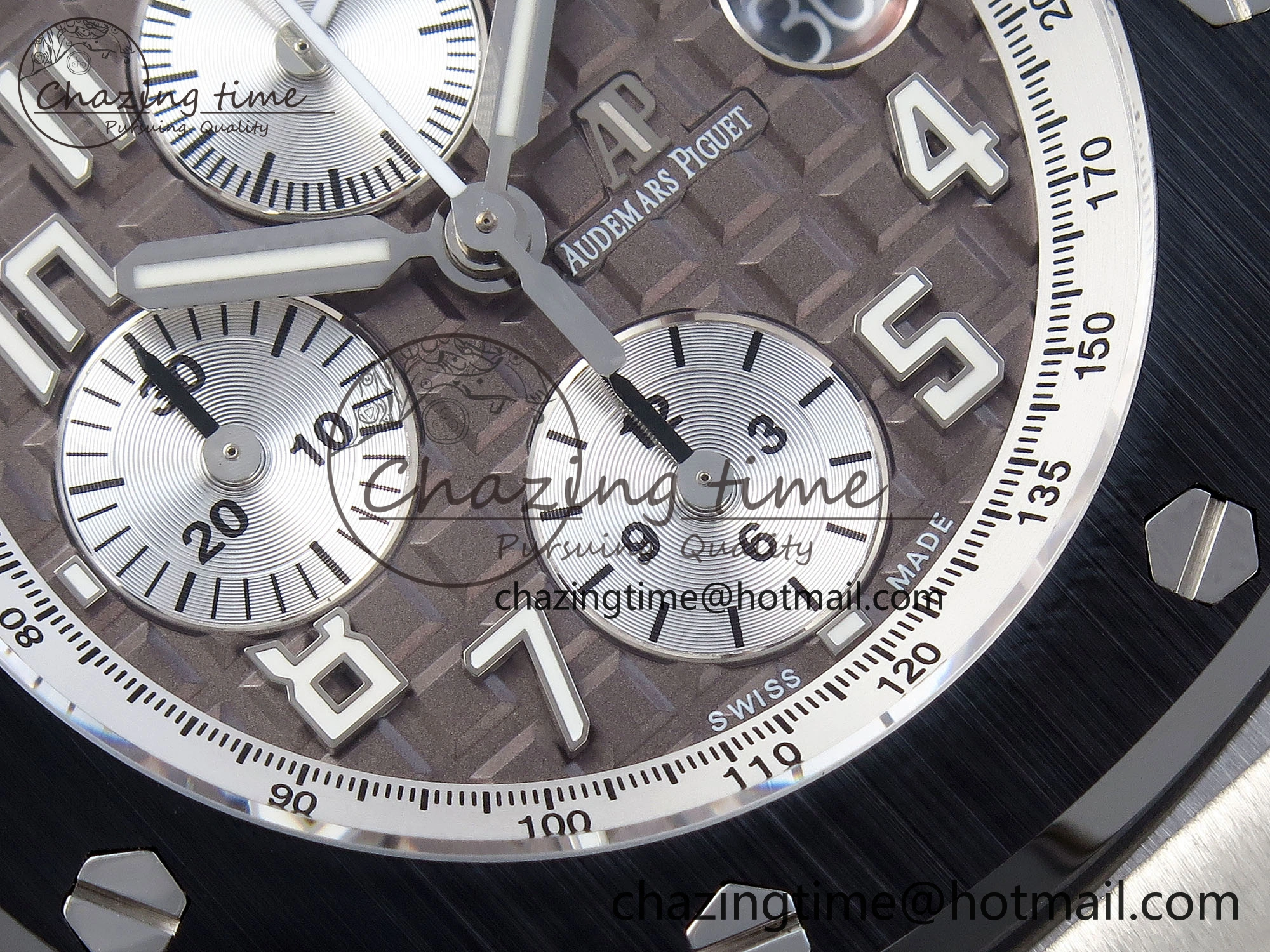 Royal Oak Offshore 42mm SS APF 1:1 Best Edition Brown Dial Ceramic Bezel on Gray Rubber Strap A RelaxedFit 4528