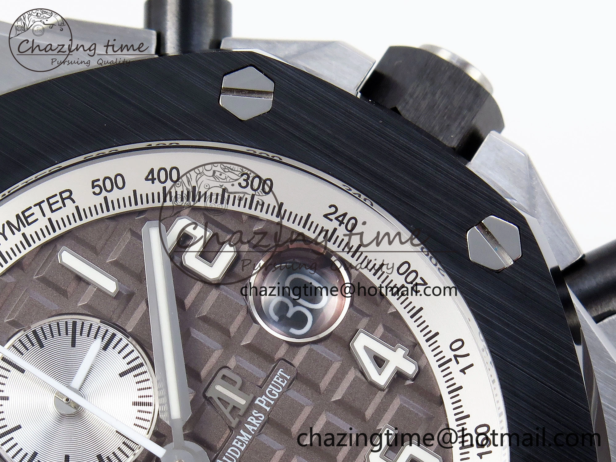 Royal Oak Offshore 42mm SS APF 1:1 Best Edition Brown Dial Ceramic Bezel on Gray Rubber Strap A RelaxedFit 4528