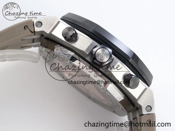 Royal Oak Offshore 42mm SS APF 1:1 Best Edition Brown Dial Ceramic Bezel on Gray Rubber Strap A RelaxedFit 4528