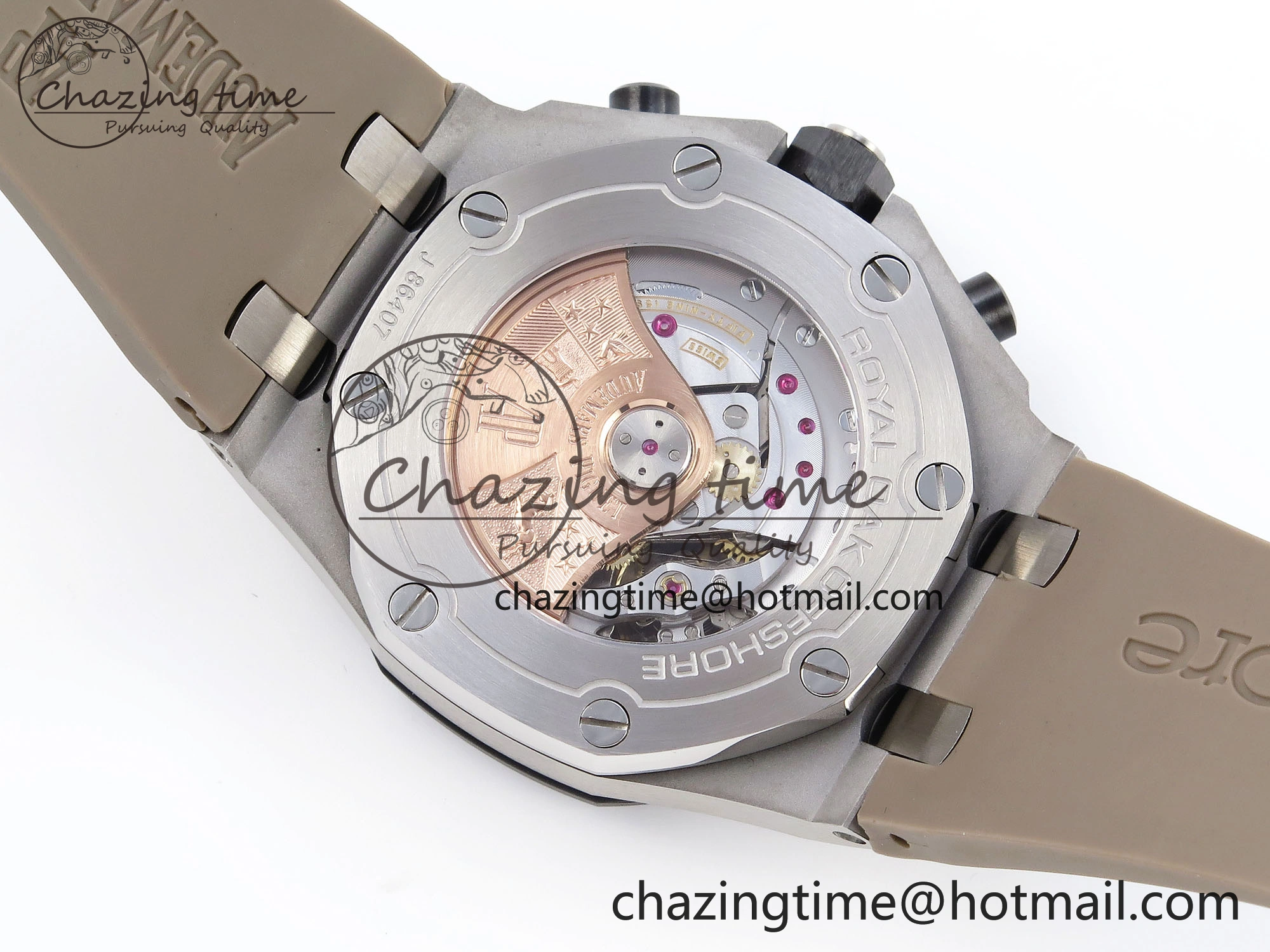 Royal Oak Offshore 42mm SS APF 1:1 Best Edition Brown Dial Ceramic Bezel on Gray Rubber Strap A RelaxedFit 4528
