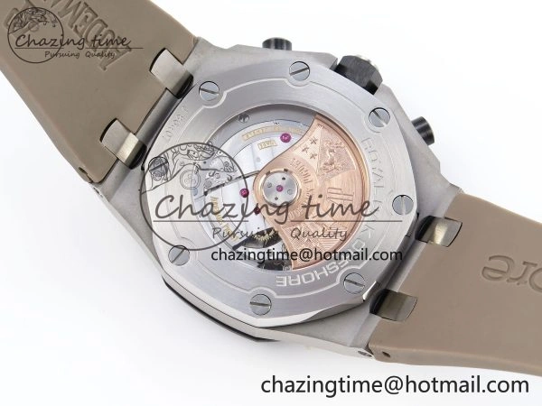 Royal Oak Offshore 42mm SS APF 1:1 Best Edition Brown Dial Ceramic Bezel on Gray Rubber Strap A RelaxedFit 4528
