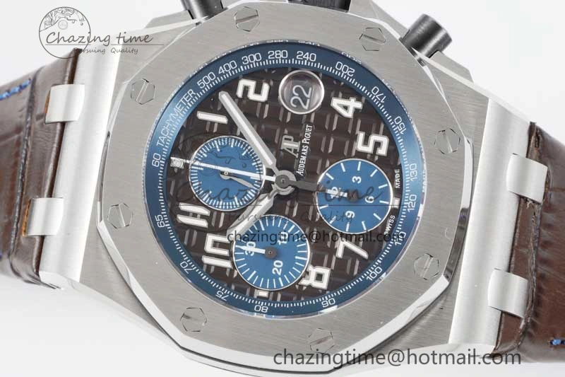 Soft Royal Oak Offshore 42mm SS APF 1:1 Best Edition Brown Dial on Brown Leather Strap A 4620