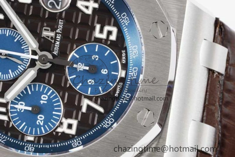 Soft Royal Oak Offshore 42mm SS APF 1:1 Best Edition Brown Dial on Brown Leather Strap A 4620