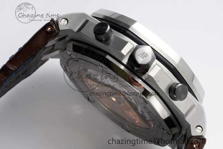 Soft Royal Oak Offshore 42mm SS APF 1:1 Best Edition Brown Dial on Brown Leather Strap A 4620
