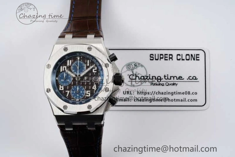Soft Royal Oak Offshore 42mm SS APF 1:1 Best Edition Brown Dial on Brown Leather Strap A 4620
