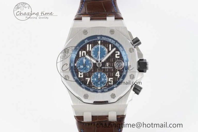 Soft Royal Oak Offshore 42mm SS APF 1:1 Best Edition Brown Dial on Brown Leather Strap A 4620