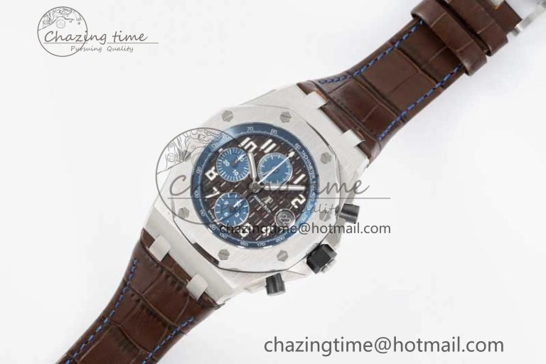 Soft Royal Oak Offshore 42mm SS APF 1:1 Best Edition Brown Dial on Brown Leather Strap A 4620