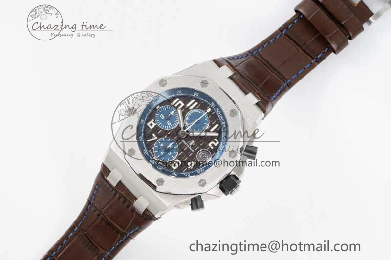 Soft Royal Oak Offshore 42mm SS APF 1:1 Best Edition Brown Dial on Brown Leather Strap A 4620
