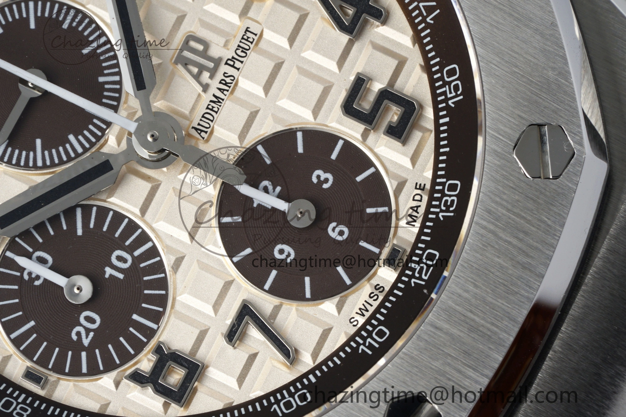 TravelReady Royal Oak Offshore 42mm SS APF 1:1 Best Edition Cream Dial on Brown Leather Strap A 4669