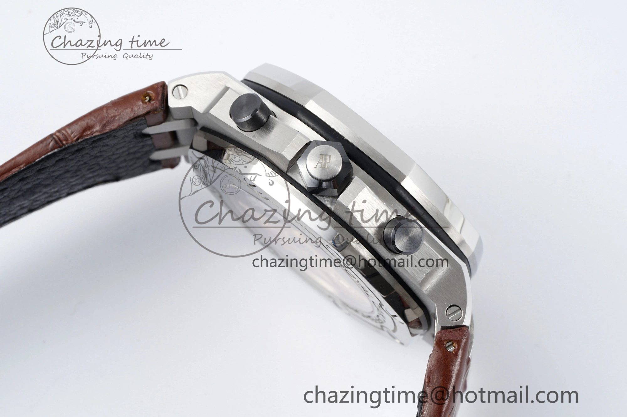 TravelReady Royal Oak Offshore 42mm SS APF 1:1 Best Edition Cream Dial on Brown Leather Strap A 4669