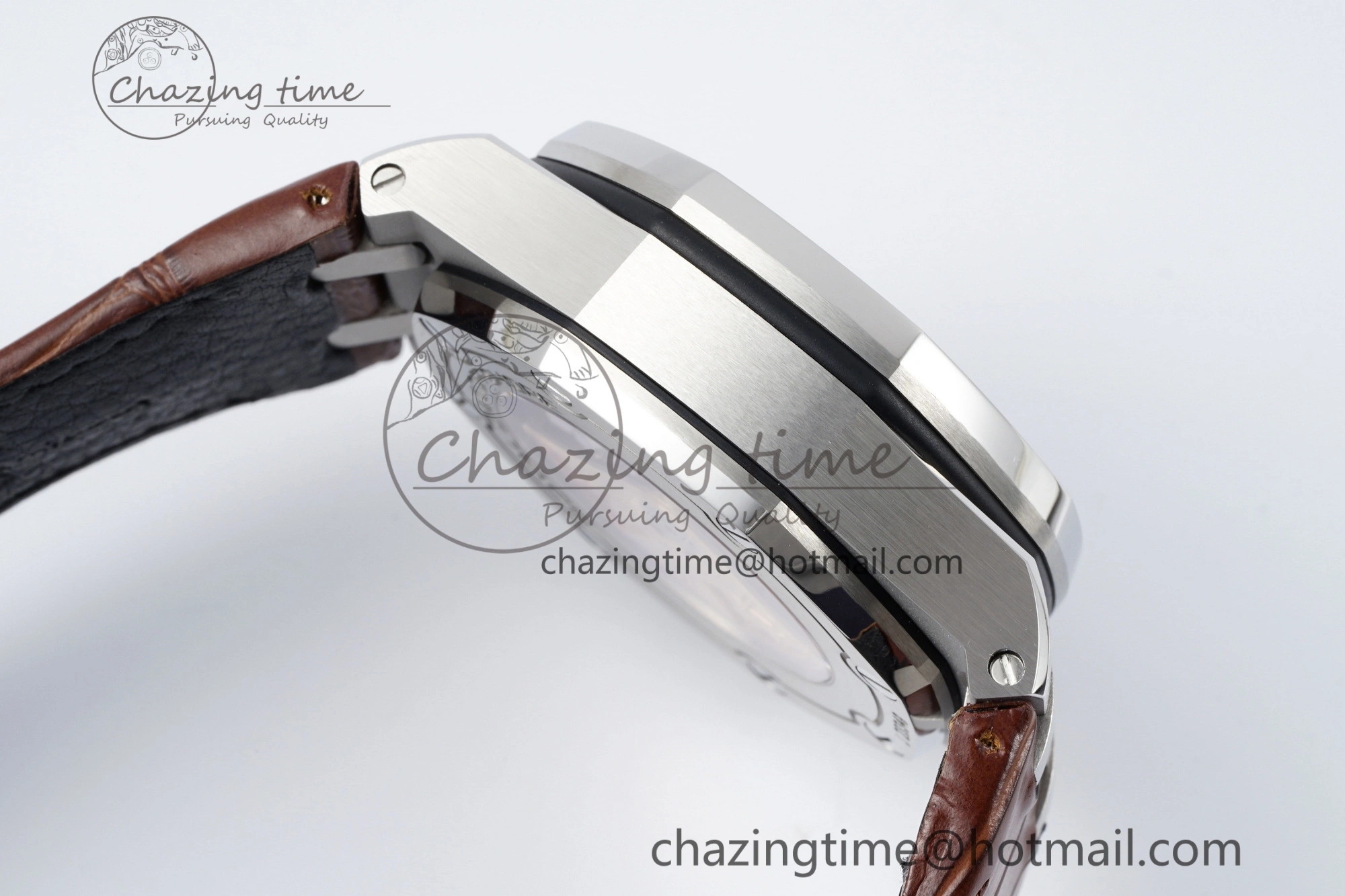 TravelReady Royal Oak Offshore 42mm SS APF 1:1 Best Edition Cream Dial on Brown Leather Strap A 4669