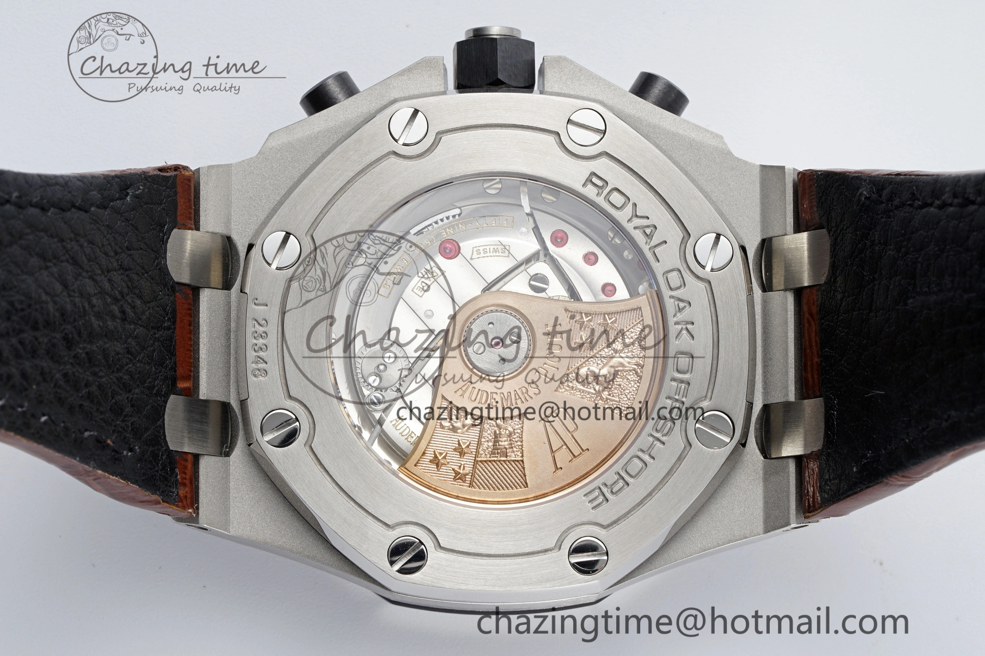 TravelReady Royal Oak Offshore 42mm SS APF 1:1 Best Edition Cream Dial on Brown Leather Strap A 4669