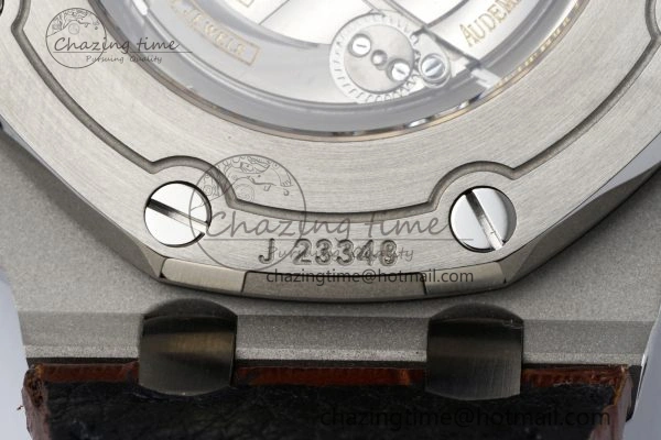 TravelReady Royal Oak Offshore 42mm SS APF 1:1 Best Edition Cream Dial on Brown Leather Strap A 4669