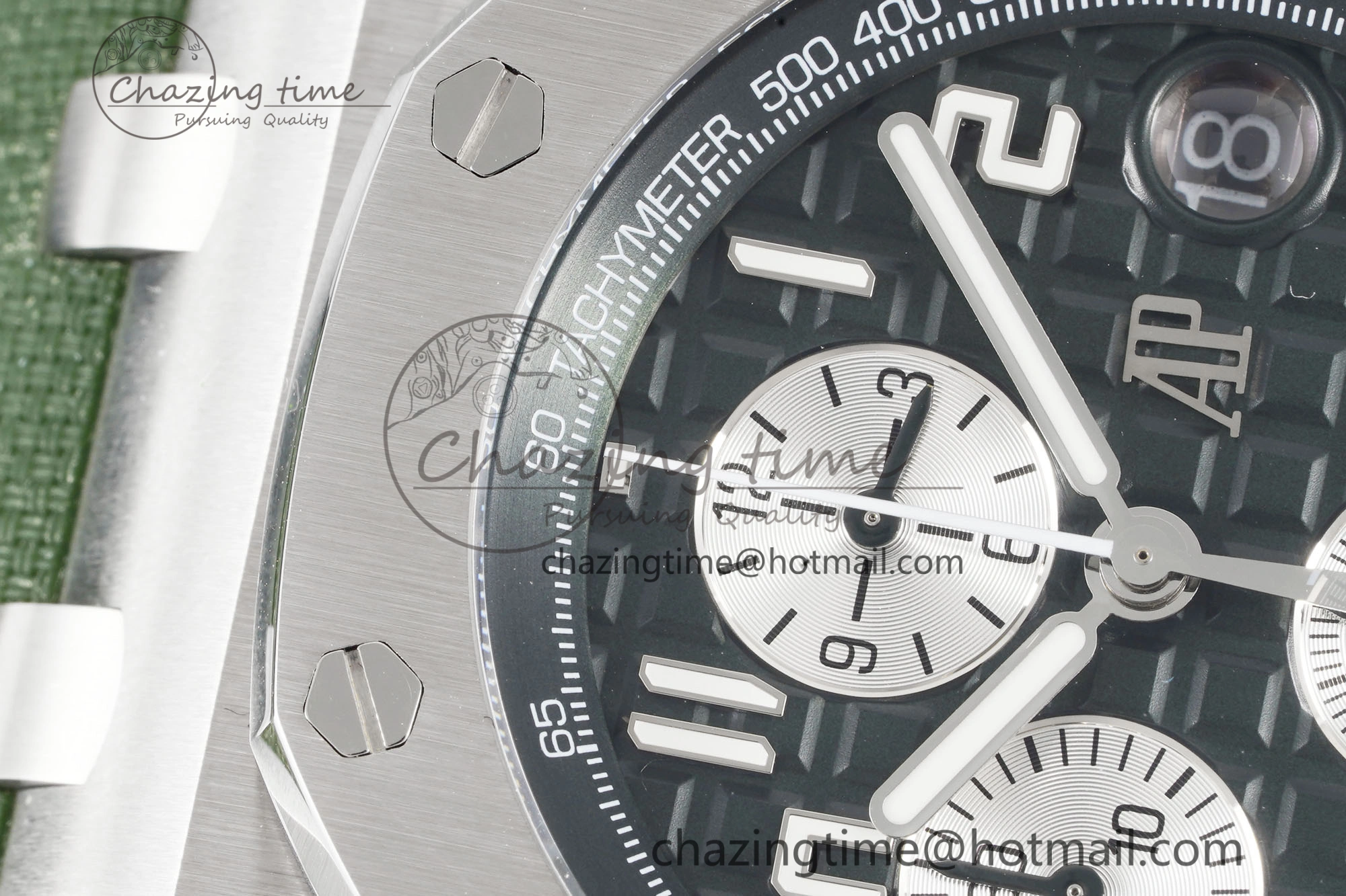 Royal Oak Offshore 42mm SS APF 1:1 Best Edition Green Dial on Green Rubber Strap A WaterResistant 4611