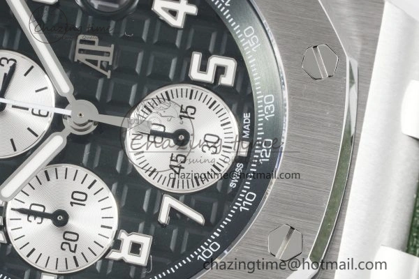 Royal Oak Offshore 42mm SS APF 1:1 Best Edition Green Dial on Green Rubber Strap A WaterResistant 4611