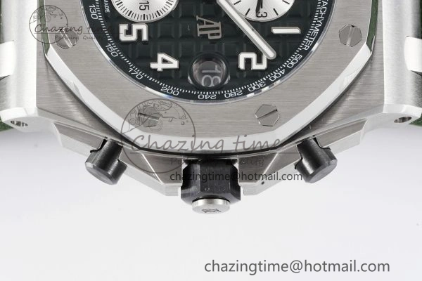 Royal Oak Offshore 42mm SS APF 1:1 Best Edition Green Dial on Green Rubber Strap A WaterResistant 4611