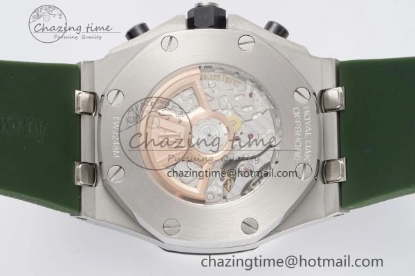 Royal Oak Offshore 42mm SS APF 1:1 Best Edition Green Dial on Green Rubber Strap A WaterResistant 4611
