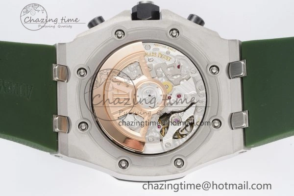 Royal Oak Offshore 42mm SS APF 1:1 Best Edition Green Dial on Green Rubber Strap A WaterResistant 4611