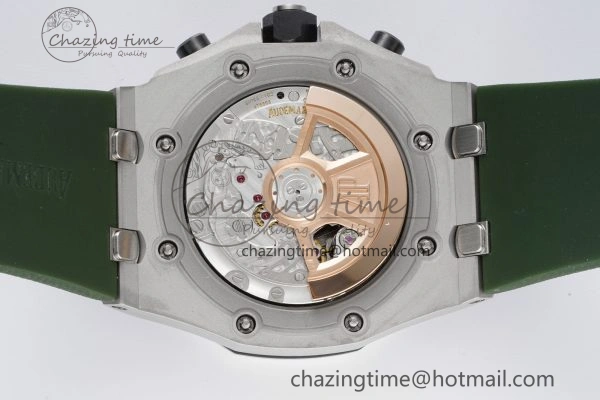 Royal Oak Offshore 42mm SS APF 1:1 Best Edition Green Dial on Green Rubber Strap A WaterResistant 4611