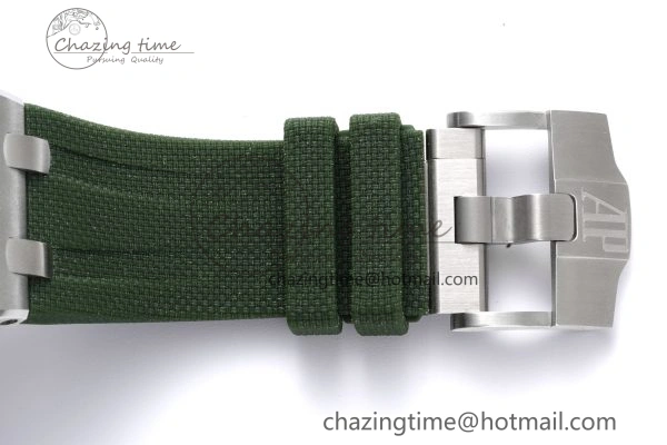 Royal Oak Offshore 42mm SS APF 1:1 Best Edition Green Dial on Green Rubber Strap A WaterResistant 4611
