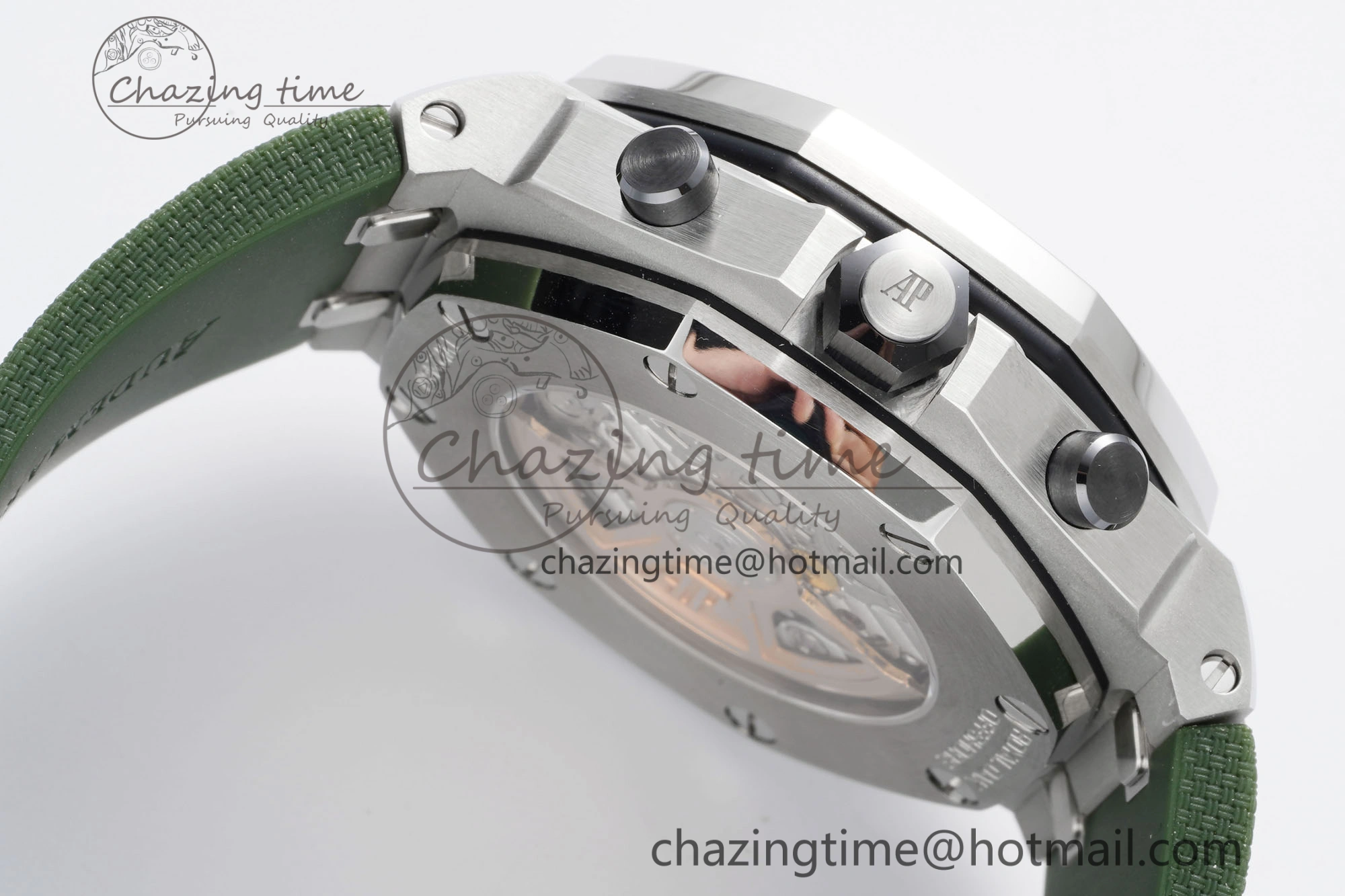 Royal Oak Offshore 42mm SS APF 1:1 Best Edition Green Dial on Green Rubber Strap A WaterResistant 4611
