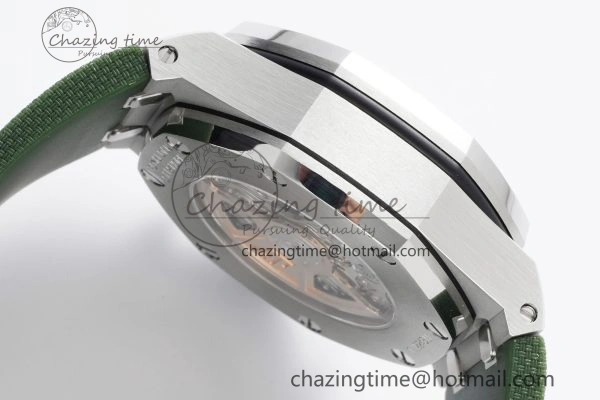Royal Oak Offshore 42mm SS APF 1:1 Best Edition Green Dial on Green Rubber Strap A WaterResistant 4611