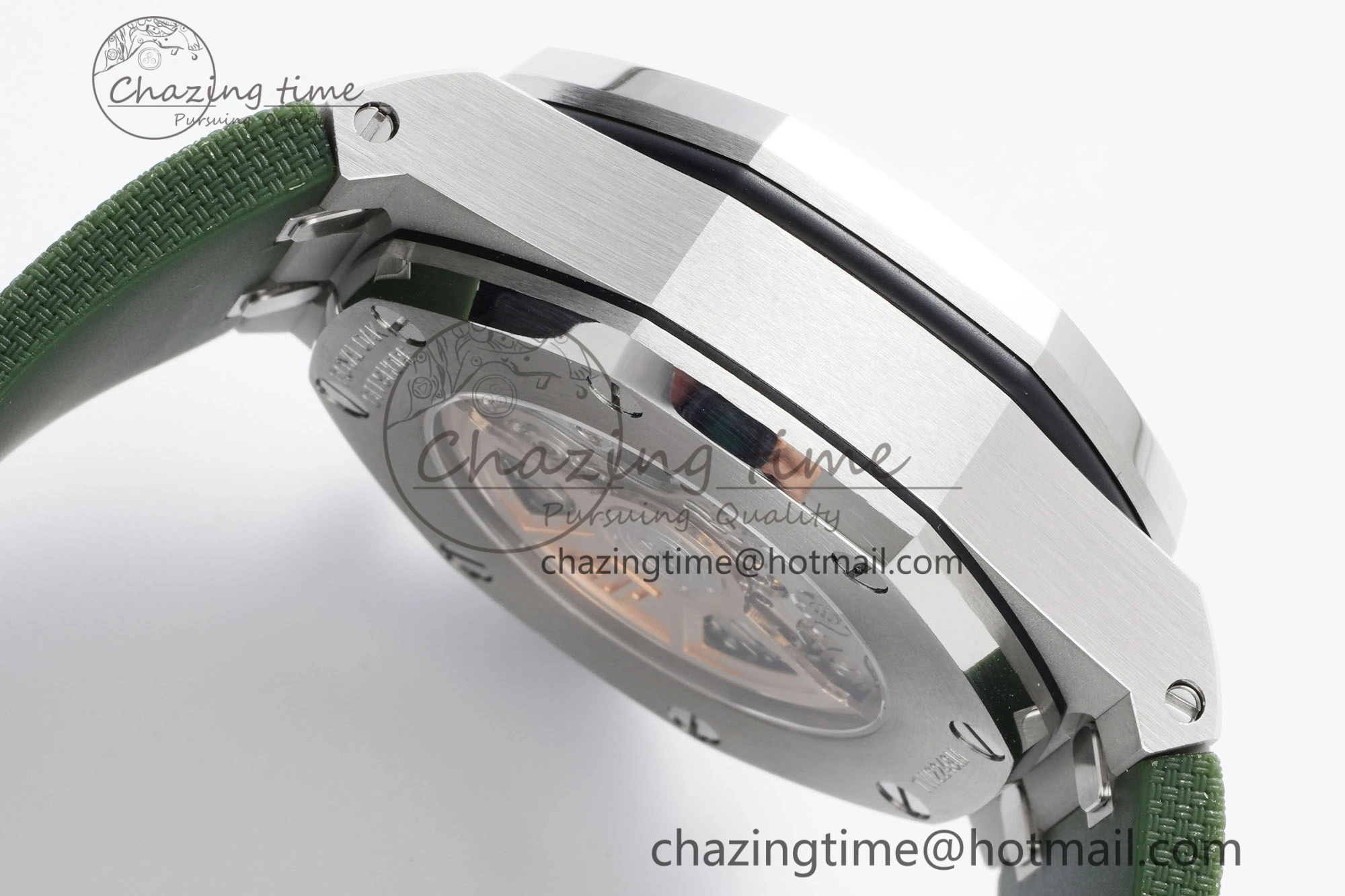 Royal Oak Offshore 42mm SS APF 1:1 Best Edition Green Dial on Green Rubber Strap A WaterResistant 4611
