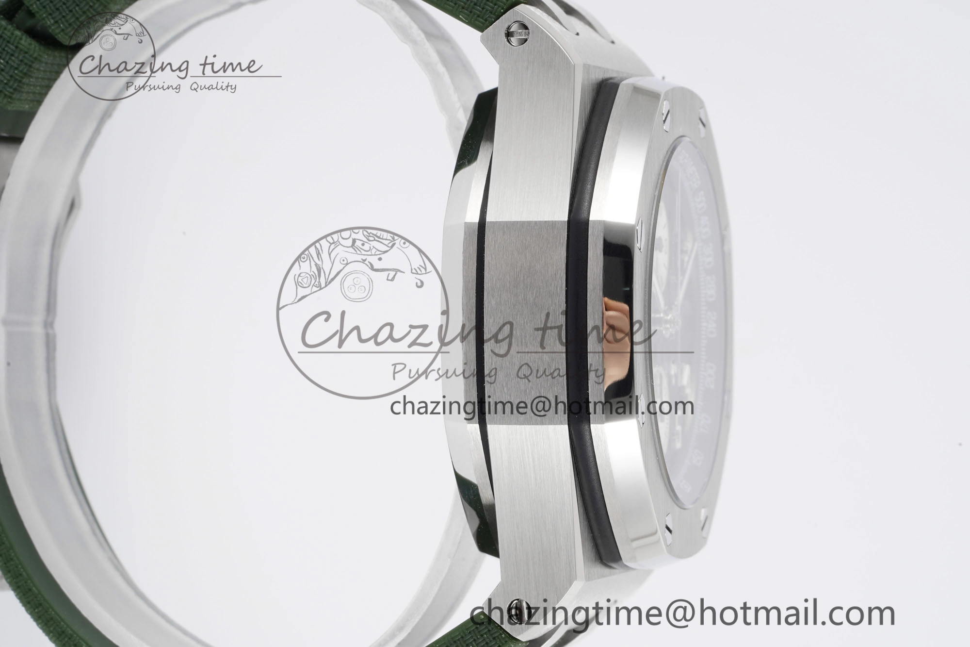 Royal Oak Offshore 42mm SS APF 1:1 Best Edition Green Dial on Green Rubber Strap A WaterResistant 4611
