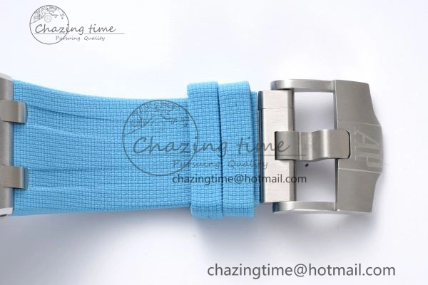 Stylish Royal Oak Offshore 42mm SS APF 1:1 Best Edition Light Blue Dial on Light Blue Rubber Strap A 4625