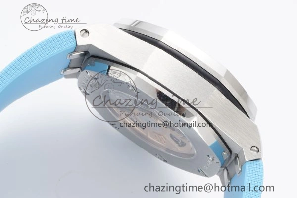 Stylish Royal Oak Offshore 42mm SS APF 1:1 Best Edition Light Blue Dial on Light Blue Rubber Strap A 4625