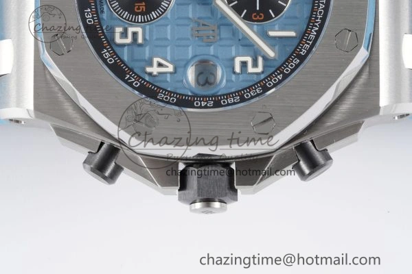 Stylish Royal Oak Offshore 42mm SS APF 1:1 Best Edition Light Blue Dial on Light Blue Rubber Strap A 4625