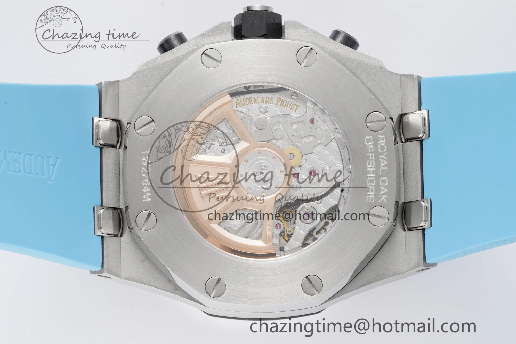 Stylish Royal Oak Offshore 42mm SS APF 1:1 Best Edition Light Blue Dial on Light Blue Rubber Strap A 4625