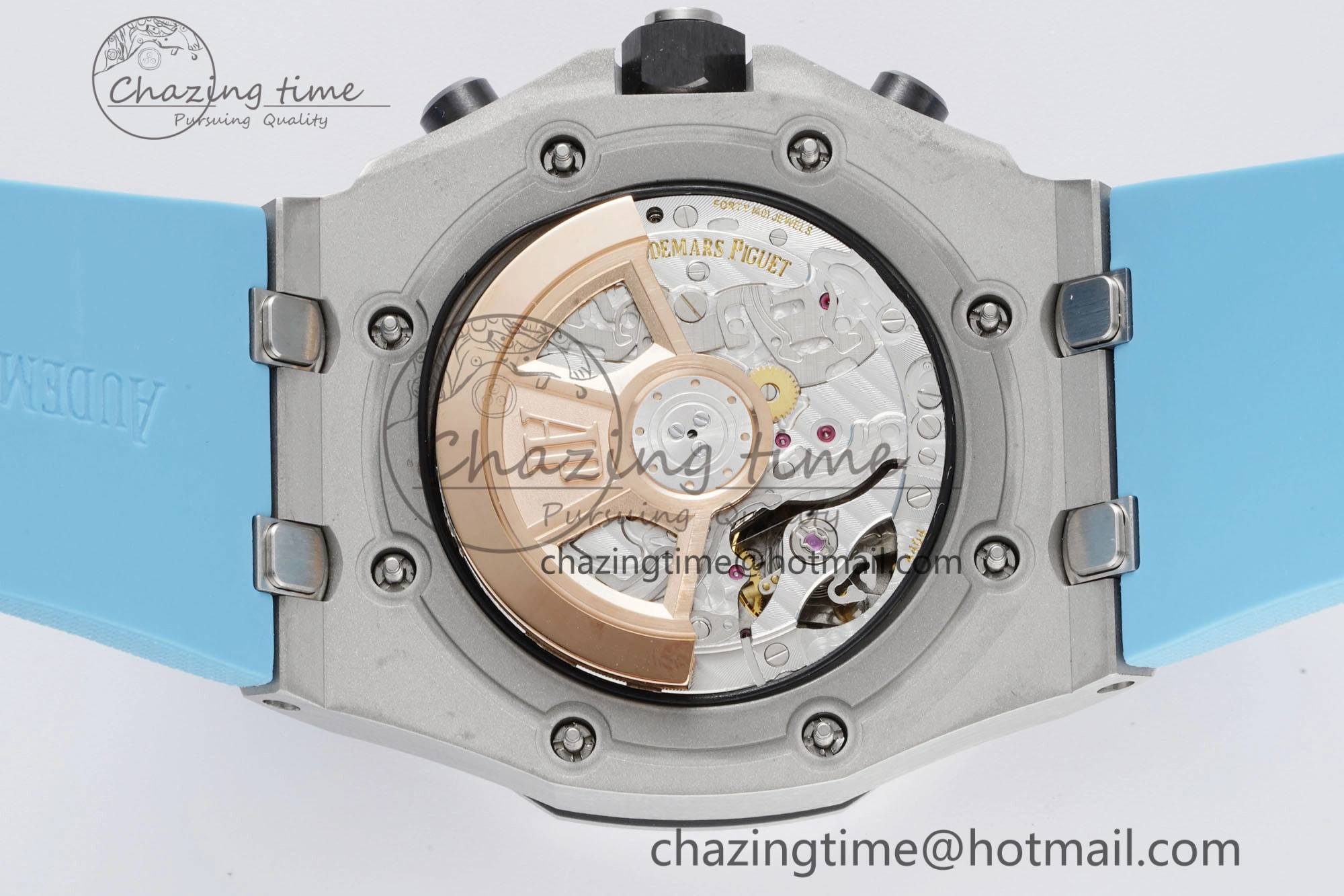 Stylish Royal Oak Offshore 42mm SS APF 1:1 Best Edition Light Blue Dial on Light Blue Rubber Strap A 4625